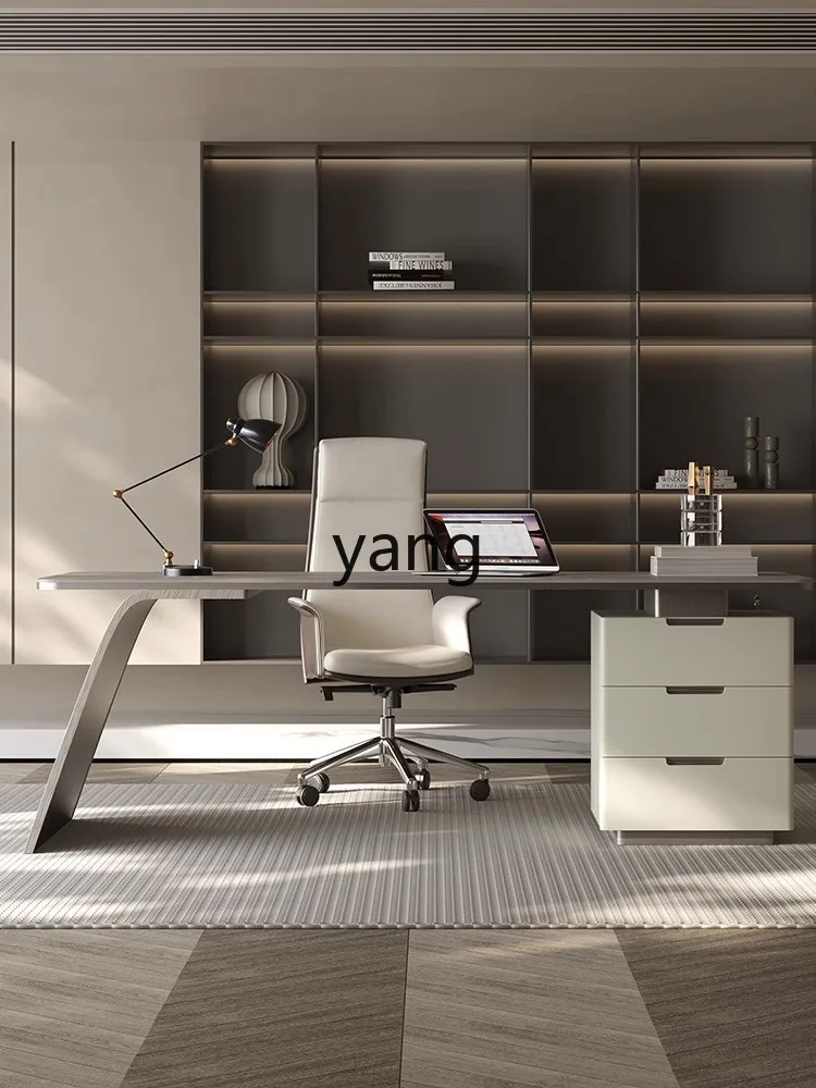 YJQ light luxury rock slab desk home study minimalist designer office desk and chair combination