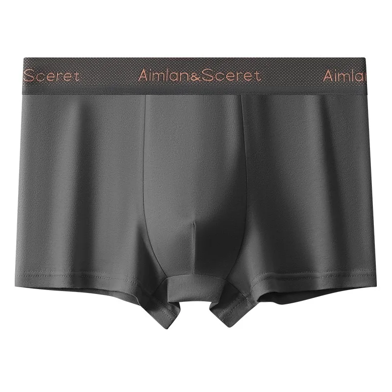 1pcs Men Boxer Short Four-corner Shorts Teenager Knitted Sport Breathable Pure Color Mid-waist Panties Male Large Size Underwear
