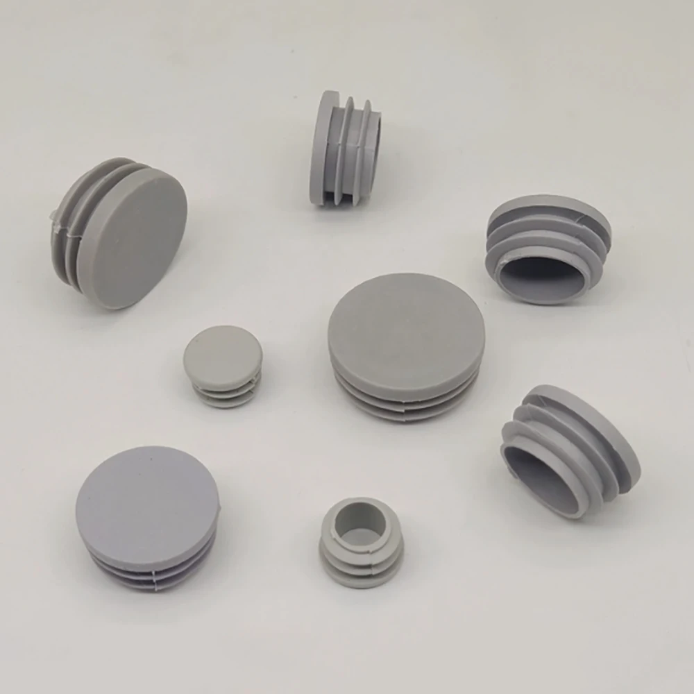 20Pcs Diameter 60-16mm Black PP Plastic Round Pipe Plug Table Chair Footrest Furniture Accessories Punched End Cap Furniture Leg