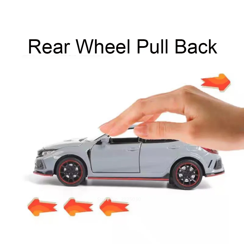 1:32 Honda Civic type-r alliage modèle voitures moulé sous pression jouets roue retirer voiture avec musique légère véhicule Miniature enfants Festival cadeaux