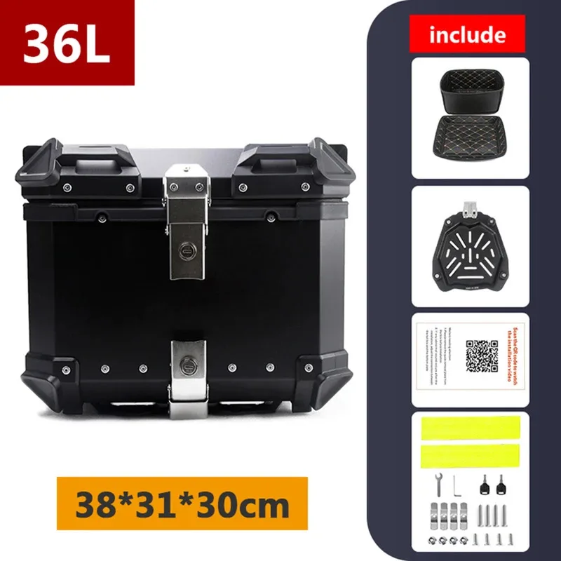 

Factory Hot Selling 36L Motorcycle Aluminum Box Moto Top Case Universal 36L Motorcycle Top Box Rear Lage Storage Box Motorcycle