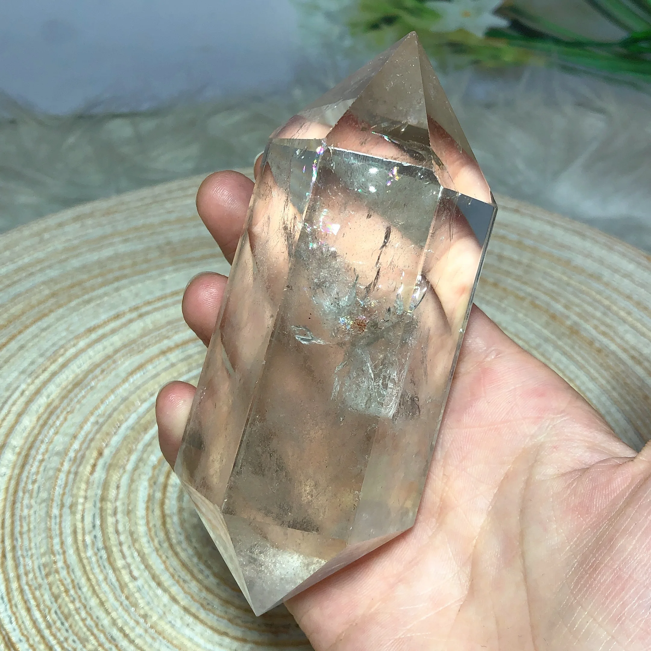 Natural Crystals Clear Quartz Rainbow Double Tower Point Mineral Stone High Quality Wholesale Home Decorations Room Decor Gift