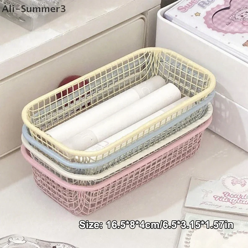 Desktop Storage Basket INS Metal Sundries Organizer Basket Photocard Case Office Stationery Home Supplies Make Up Sorting Holder