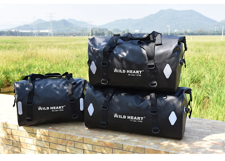 Waterproof Bag 77L Motorcycle Dry Duffel Bag for Travel,Motorcycling, Cycling,Hiking,Camping (77L, Black)