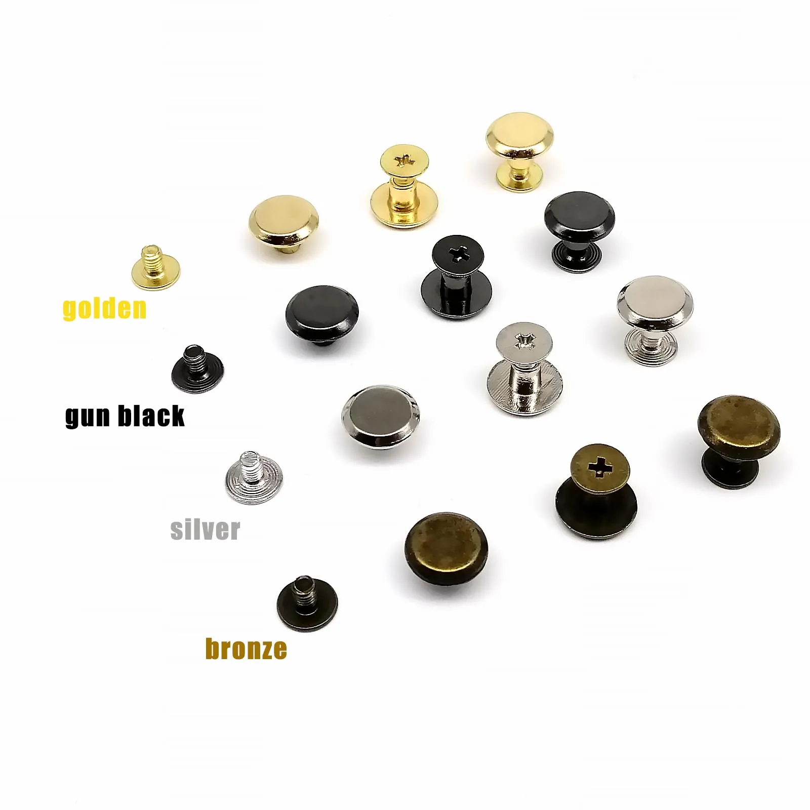 10 Stück Metall-Rundkopf, Durchmesser 10 mm, Schraubverschluss, Chicago-Schraube, Nagelbindung, Nietenbolzen für Leder, Umhängetasche, Gürtel, Riemen, Geldbörse – Detail 17