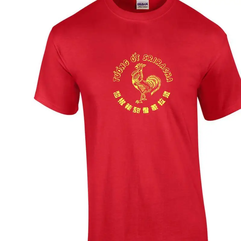Camiseta con Logo de Siracha, salsa de gallo picante de Pho asiático, rojo, amarillo, S 5XL