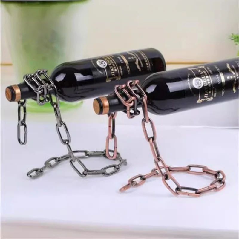 Suspended wine rack iron chain rope design wine rack art home decoration bar kitchen a variety of red wine storage styles