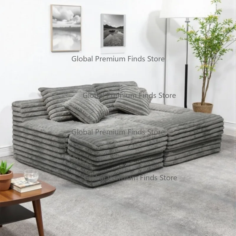 Modern Vacuum Compressed Sofa Plush Corduroy Sectional Sofa Living Room Bedroom Recliner Lazy Sofa Bed Furniture Packing in Box