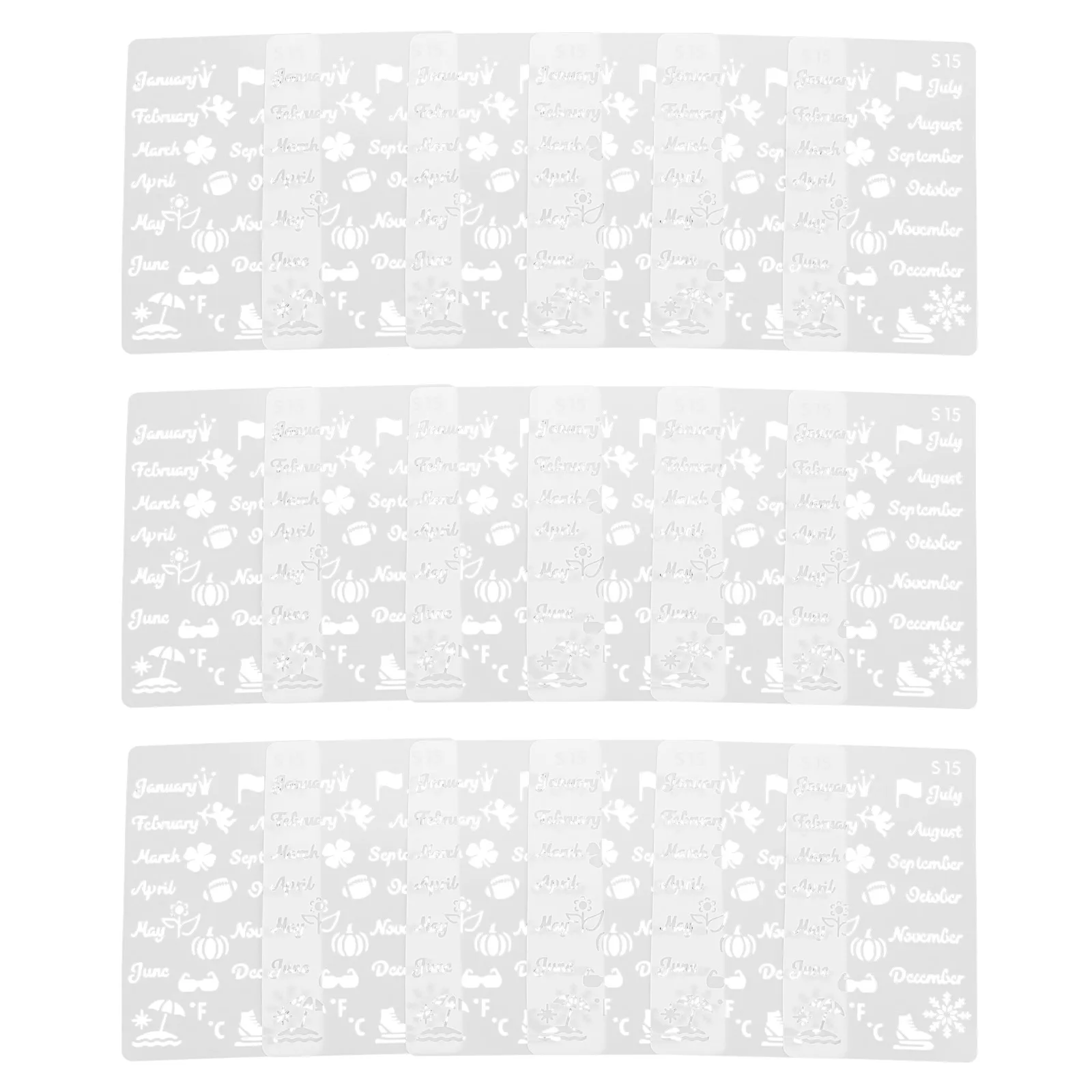 

20pcs Hand Monthly Calendar Pumpkin Snowflake Shapes Plastic Stencil For Journal Scrapbook Diy Artistic Planning Decoration