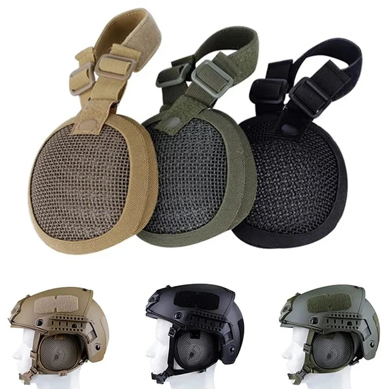 Pelindung telinga Airsoft jala baja taktis, Earmuff pelindung luar ruangan berburu aksesoris penutup telinga untuk helm paling cepat