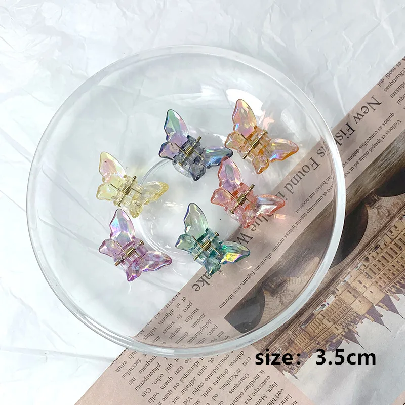 6Pcs Sweet Colorful Leopard Shiny Small Butterfly Hair Claw Clip Hairpin Side Clamp Barrettes Hair Accessory For Women Girl Gift