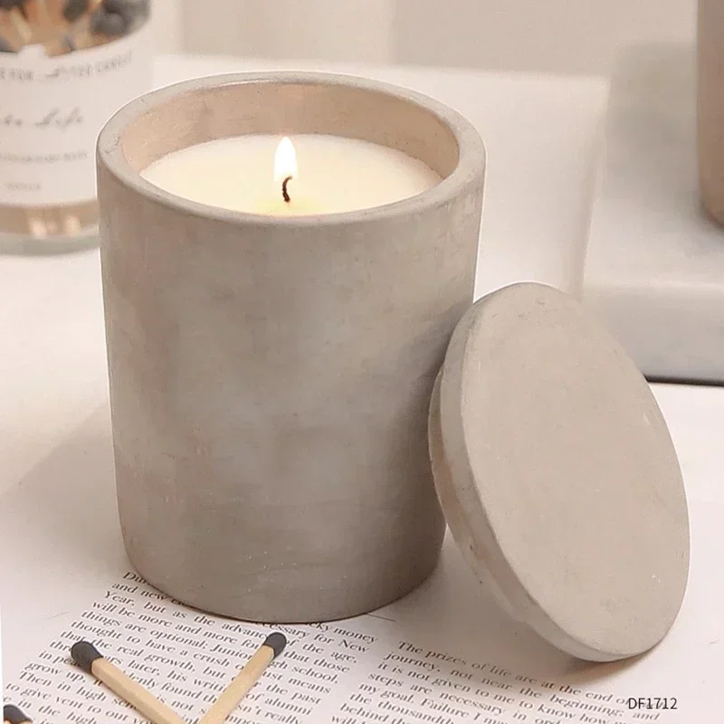 Concrete Cement Candle Jar Clay Silicone Mold DIY Handmade Cylinder Storage Box Molds For Wax Candle Food Spices Making Mould