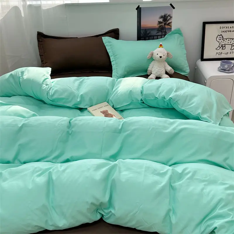 Imagem -03 - Moda Duvet Cover Conjunto para Meninos e Meninas Folha Plana Fronhas Cama de Linho Bonito Twin Queen Size Ins Primavera Novo