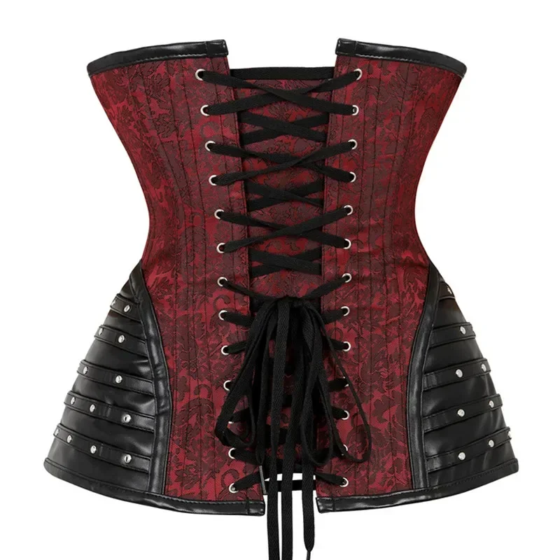 Corset Bustier Steampunk Clothing Women Top Plus Size Vintage Gothic Outerwear Corselet Overbust Pirate Costume Crimson