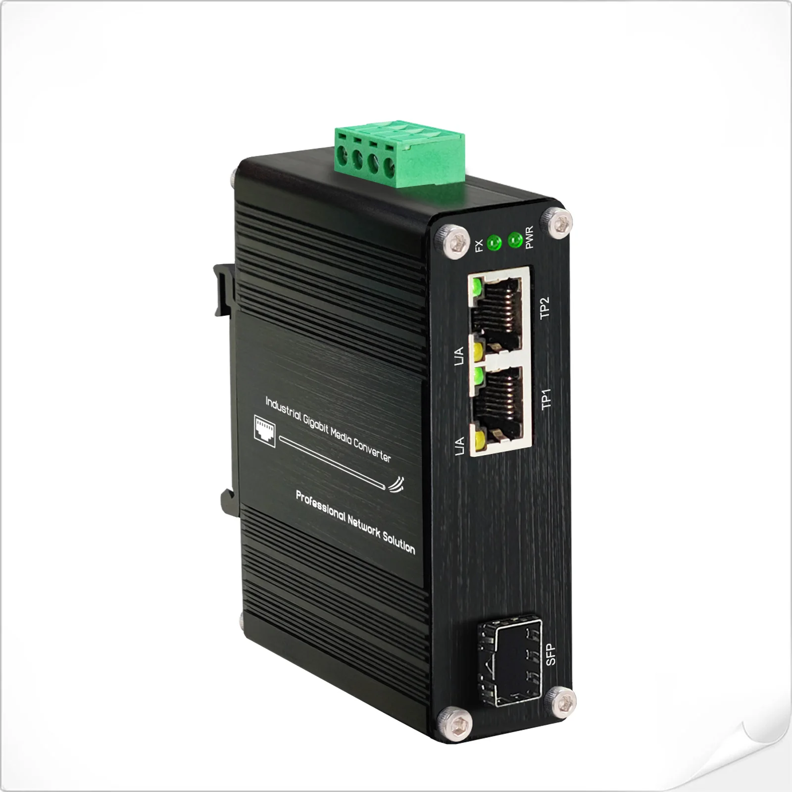 

Industrial (PoE) Media Converter with Gigabit RJ45 and SFP Port, Ethernet 10/100/1000Mbps to Fiber Switch 30W 90W Din Rail Mount