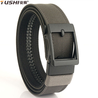 TUSHI Hard Thickened gun hanging double-layer nylon cloth tactical belt for Men versatile outdoor automatic buckle men's belt