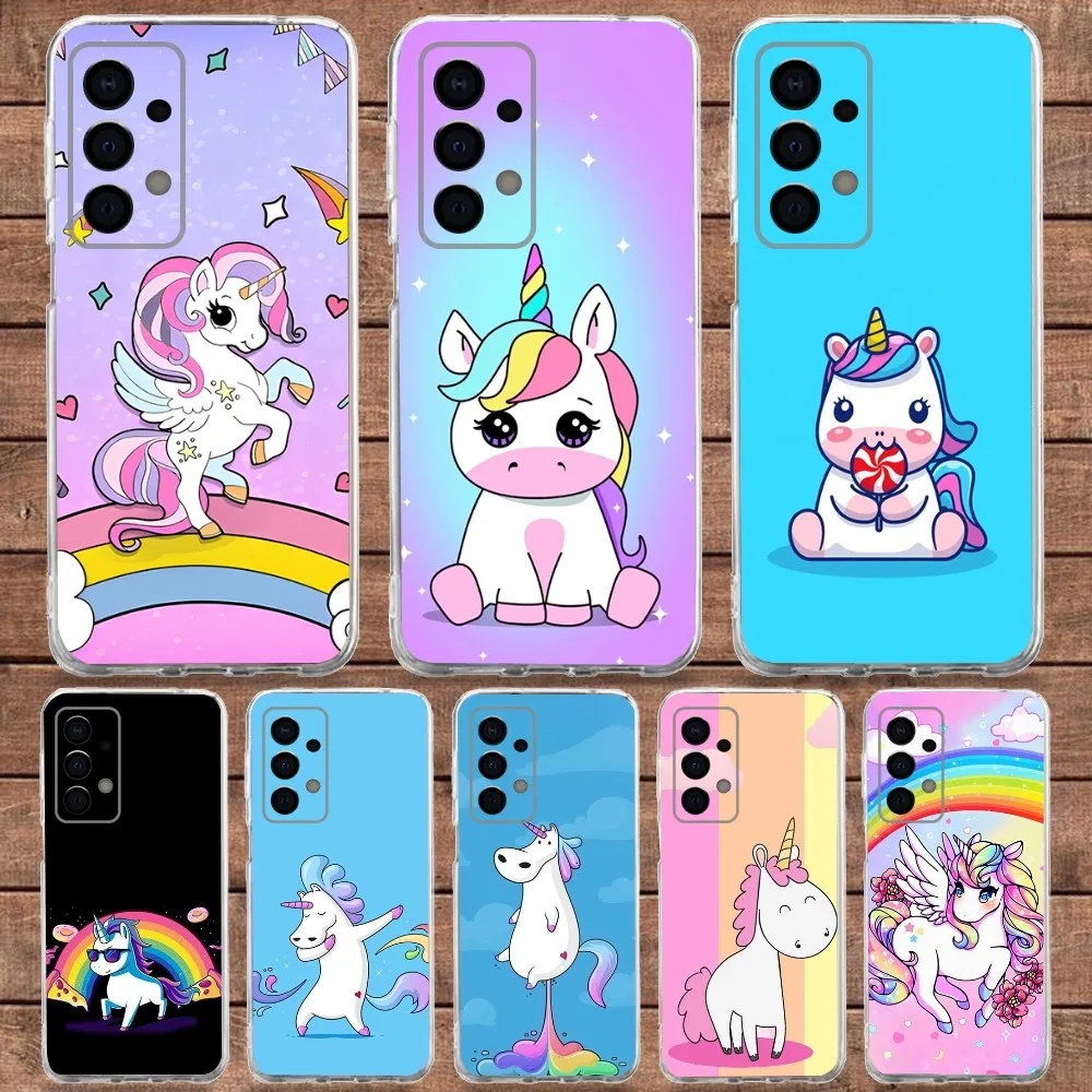 U-Unicorn cartoon Cute Phone Case For Samsung Galaxy A71,70,52,40,51,31,A50,21S,30S,Note20ultra Transparent Soft Cover