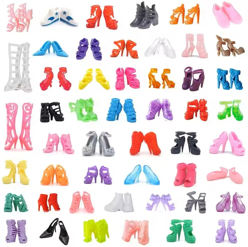 45 Item/Set Doll Accessories=5*Doll Clothes Dress+40*Doll Accessories Shoes Boots Necklaces Glasses Hangers etc For 11.5'' Dolls