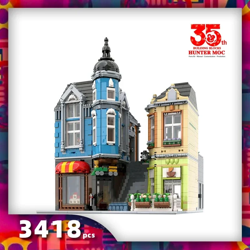 

Expert Town Hall Downtown Moc Модульные строительные блоки Кафе Угловые игрушки Городской вид на улицу Магазин Архитектура Друзья Магазин Дом