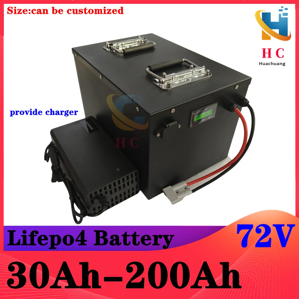 HC_Lithium 72V 100AH 120AH 150AH 180AH 200AH 30AH-80AH Lifepo4 Battery 6000+ Cycle for 10kw 5kw 3kw Scooter Tricycle Motorcycle