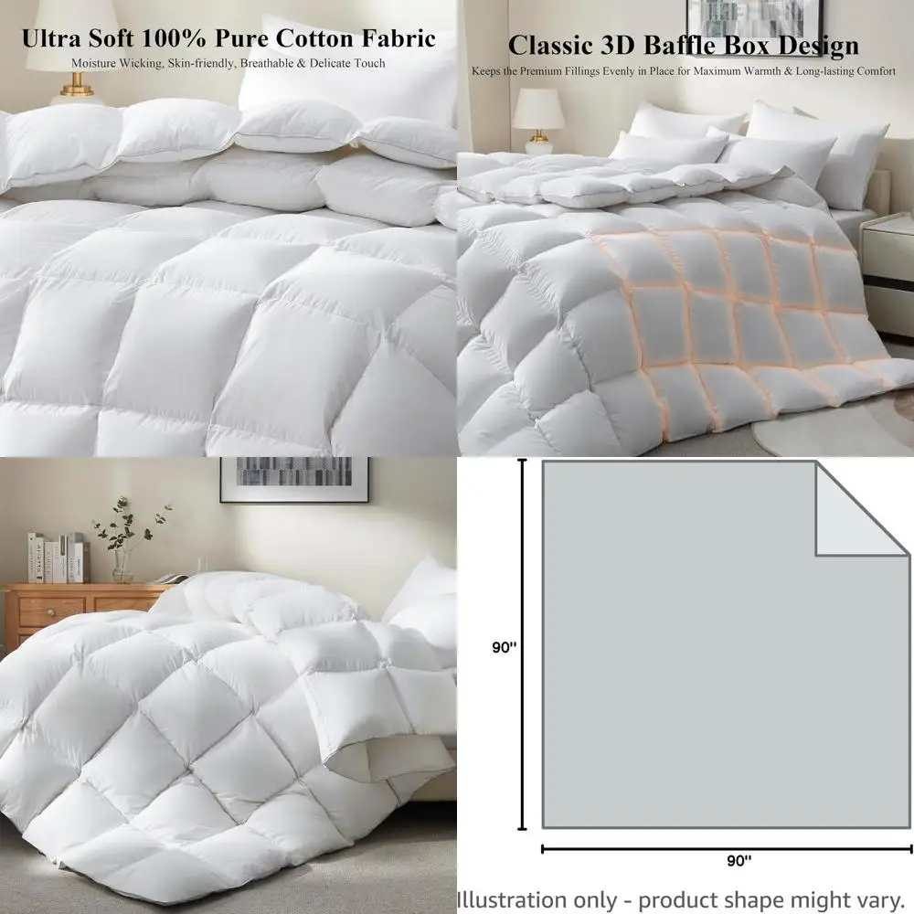 

Пуховое одеяло из гусиного пуха, размер Queen, всесезонное, белое, роскошное гостиничное одеяло, ультрамягкое, 10