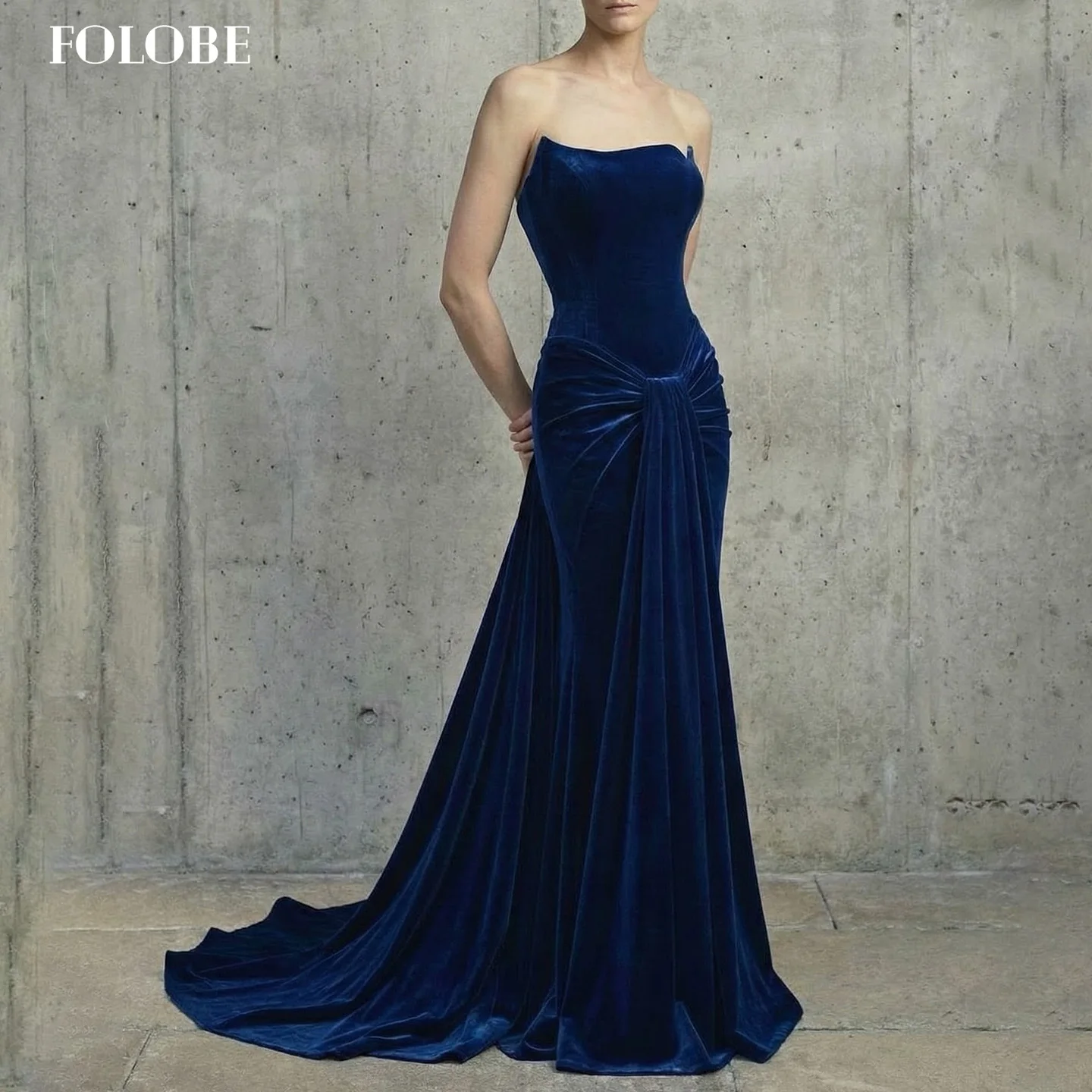 

FOLOBE темно-синее вечернее платье без бретелек, простое элегантное платье русалки без рукавов для выпускного вечера для женщин, свадебное платье по индивидуальному заказу