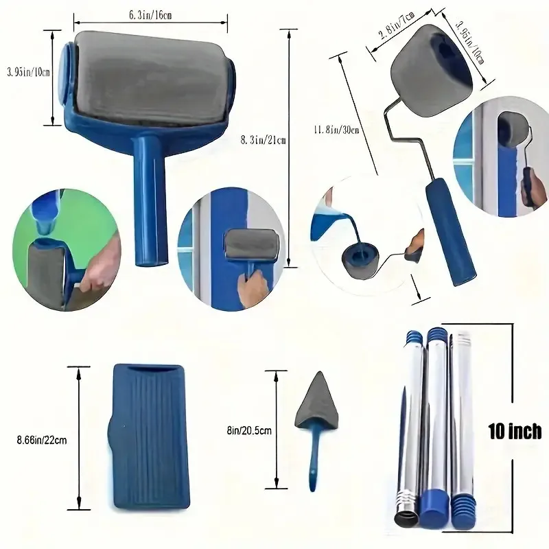 مجموعة أسطوانة طلاء مبتكرة متعددة الوظائف مكونة من 6 قطع، بما في ذلك أسطوانة التعبئة وخزان سهل التفريغ وقضيب تمديد - بدون قطرات. #4