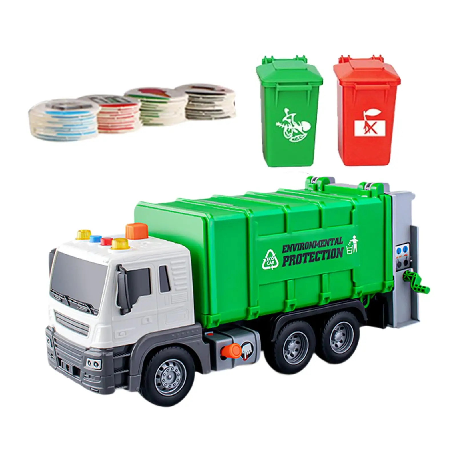 Friction Powered Garbage Truck Toy Realistic Push and Go Car Educational for Girls Age 3-7 Years Old Children Preschool Gift