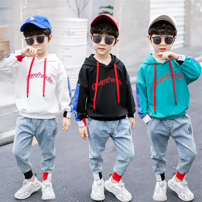 

Boys Suit Sweatshirts +Pants Cotton 2Pcs/Sets 2022 Hooded Spring Autumn Thicken Sports Sets Kid Breathable Children Clothing