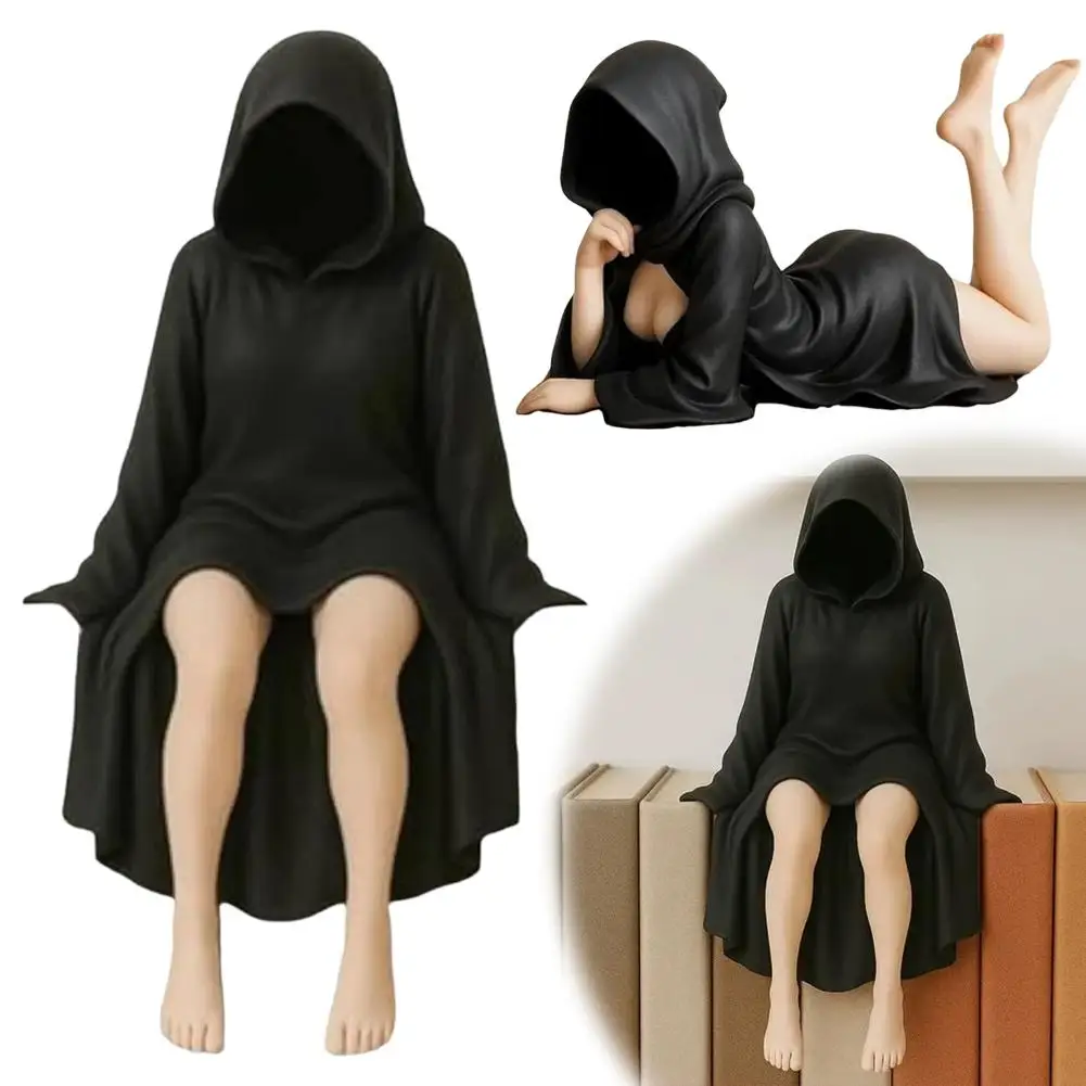 神秘的な女性の彫刻デスクトップ飾りハロウィン装飾デスクトップ飾り黒ホローブデスクトップホームルームの装飾