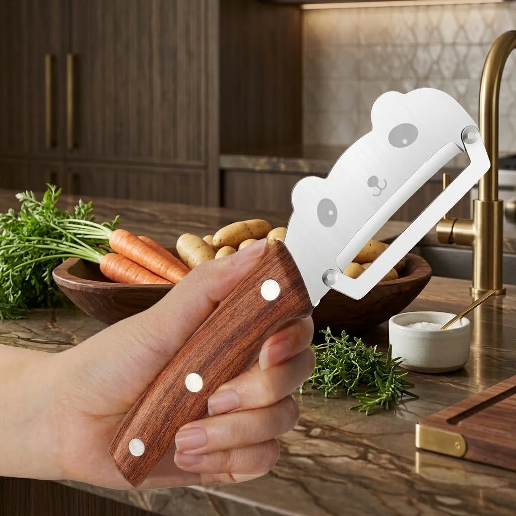 2026 MultiFunction Peeler Kitchen Stainless Steel Vegetable Peeler Fruit Knife with Wooden Handle Kitchen-Specific Fruit Peeler