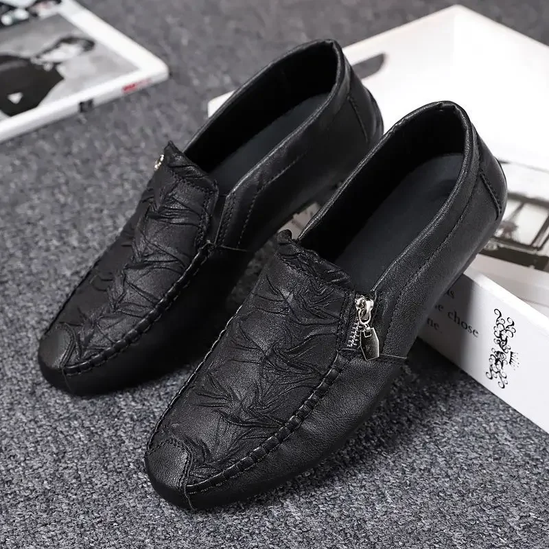 Male Casual Shoe Flat Round Toe Men\'s Leather Shoes Loafers Shipping Free High Quality Fashion Adults Classic Original Elegant