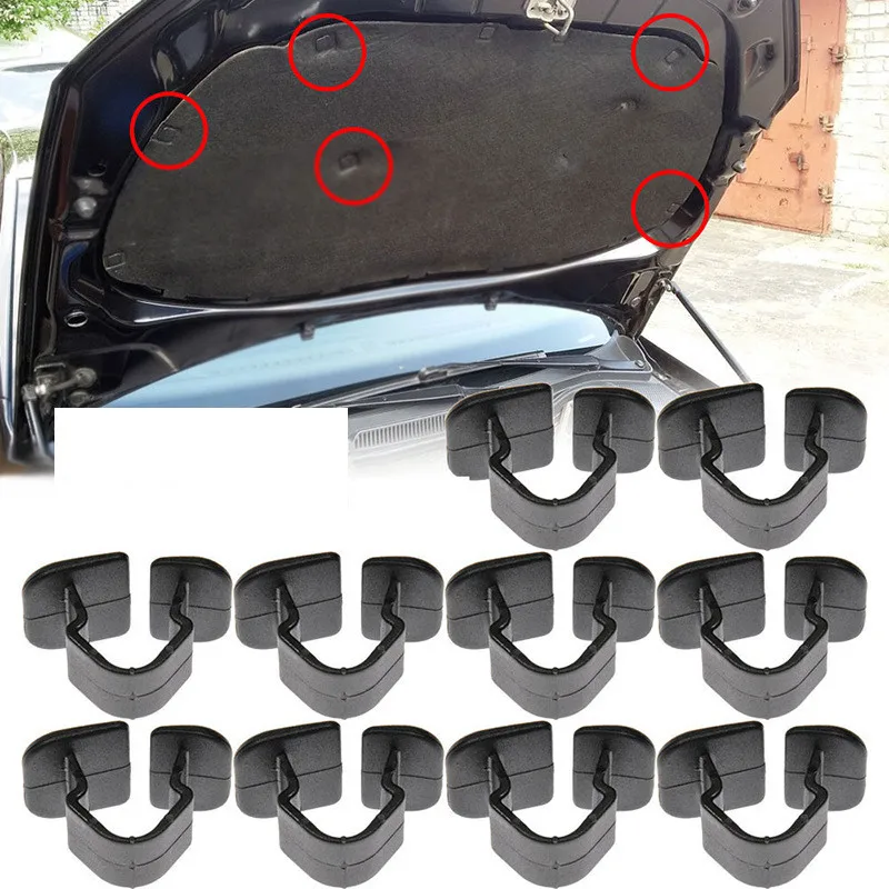 10PCS Car Hood Bonnet Insulation Clip Rivet 1H5863849A01C Black New For VW Passat B3 B4 B5 1988- 2001 2002 2003 2004 2005