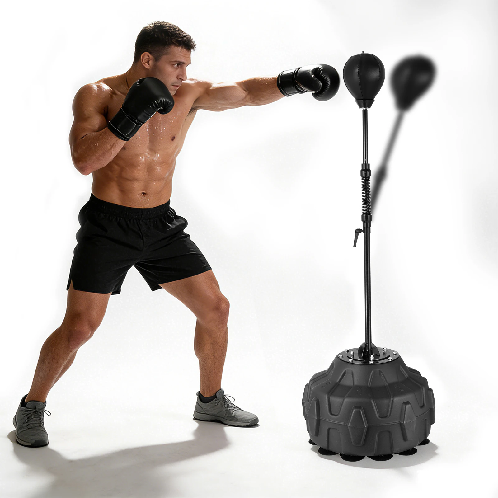 Saco de boxeo con soporte, bolsas de Kickboxing ajustables en altura, equipo de boxeo de pie con bola de velocidad para entrenamiento físico, gimnasio en casa