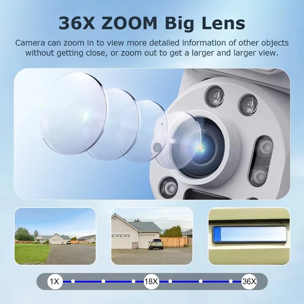 SECTEC 6MP 36X PTZ Solar Dual Lens IR Entfernung 150Meter Mini Solar PTZ 4G Karte Weiß Vollmetall Outdoor