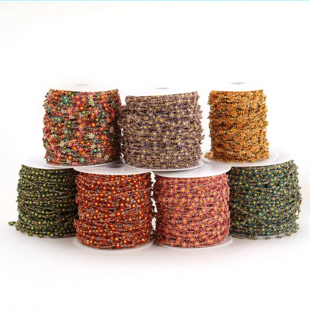 Accessories 1 Meter Daisy Chain Colorful Handmade Enamel Chain Gold Plated Link Chains Jewelry Making view 3