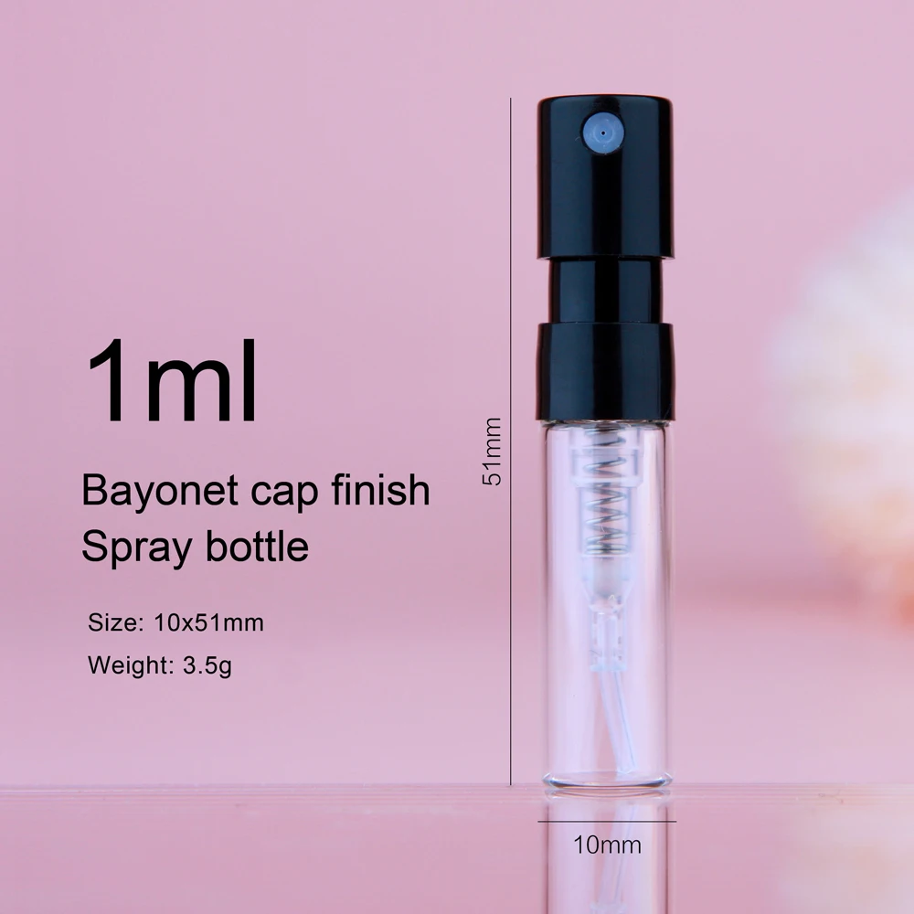 100 pcs/Lot 1ml Mini Bayonet Glass Bottles Fragrance Sample Tester Bottle Perfume Spray Bottles Print LOGO Pay Extra For Travel