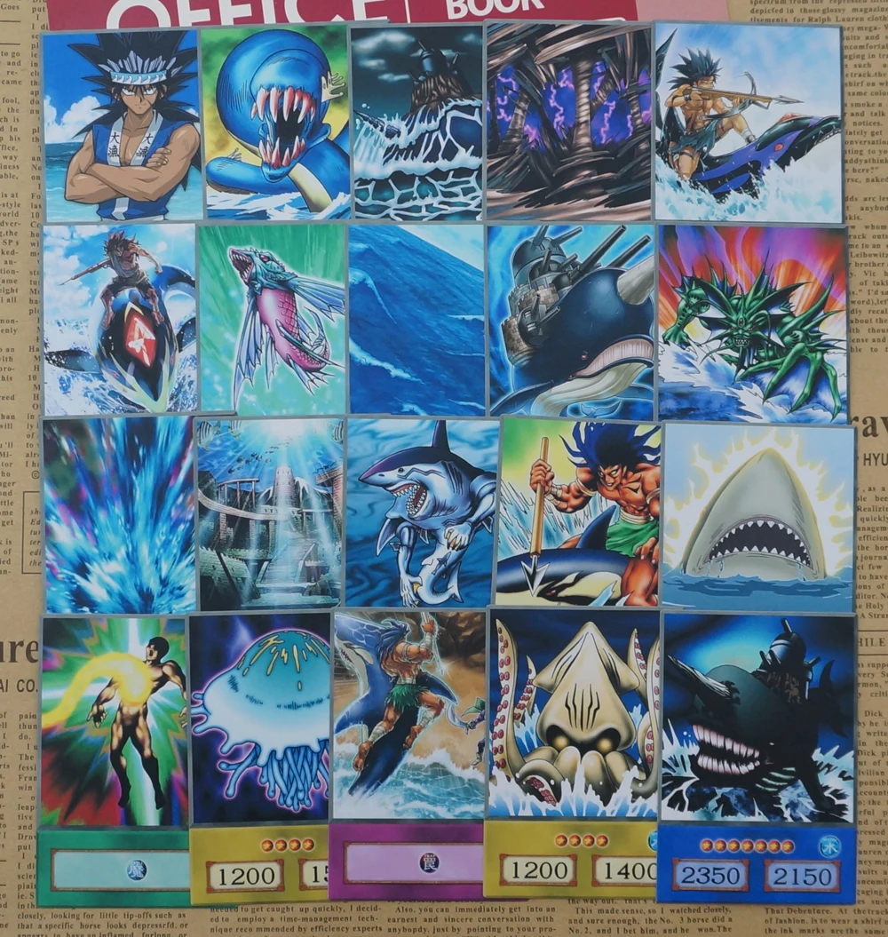 20pcs/set Yugioh Mako Tsunami Ocean Theme Anime Style Orica Freaky Fish Guy The Legendary Fisherman Classic Nostalgia Cards