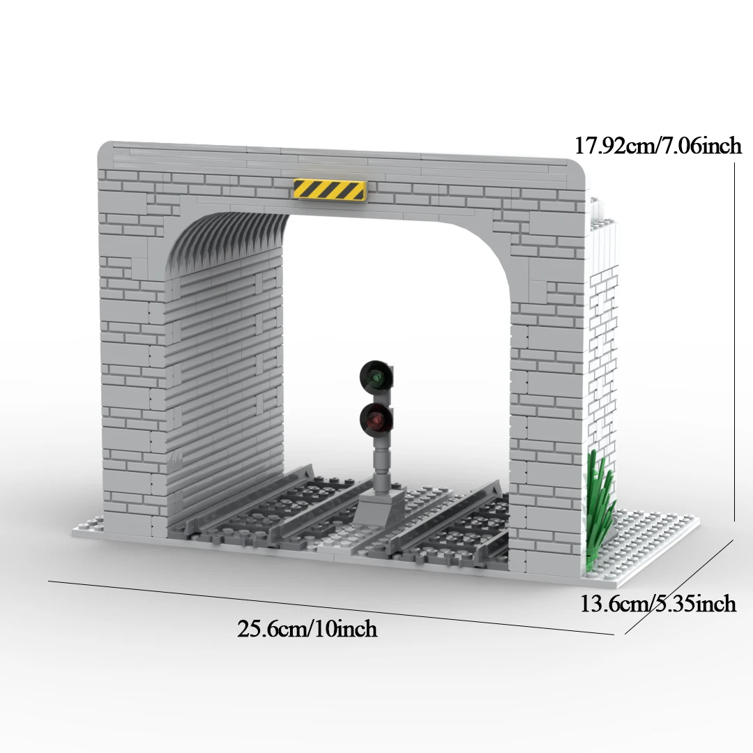 MOC الإبداعية قطار نفق بنة كهف نموذج محاكاة السكك الحديدية النقل المسار ألعاب الطوب للأولاد