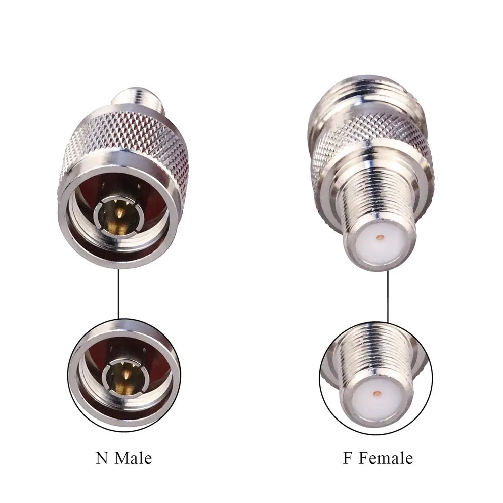 2pcs/Set N to F Coaxial Connector N Male to Female RF Coaxial Adapter N Type (Plug) to F Type (Jack) for Antenna/Analyzer/Router