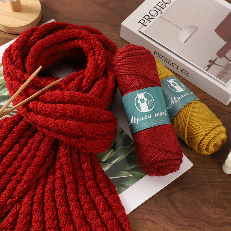 Alpaca Wool Yarn Boutique 245 Stick Needle Thick Wool Yarn Balls Are Used for Handmade Autumn and Winter Warm Sweater Knitting Materials for Men and Women, Scarves, Hats and Other Warm Clothes 500g 5 Pieces/Pack