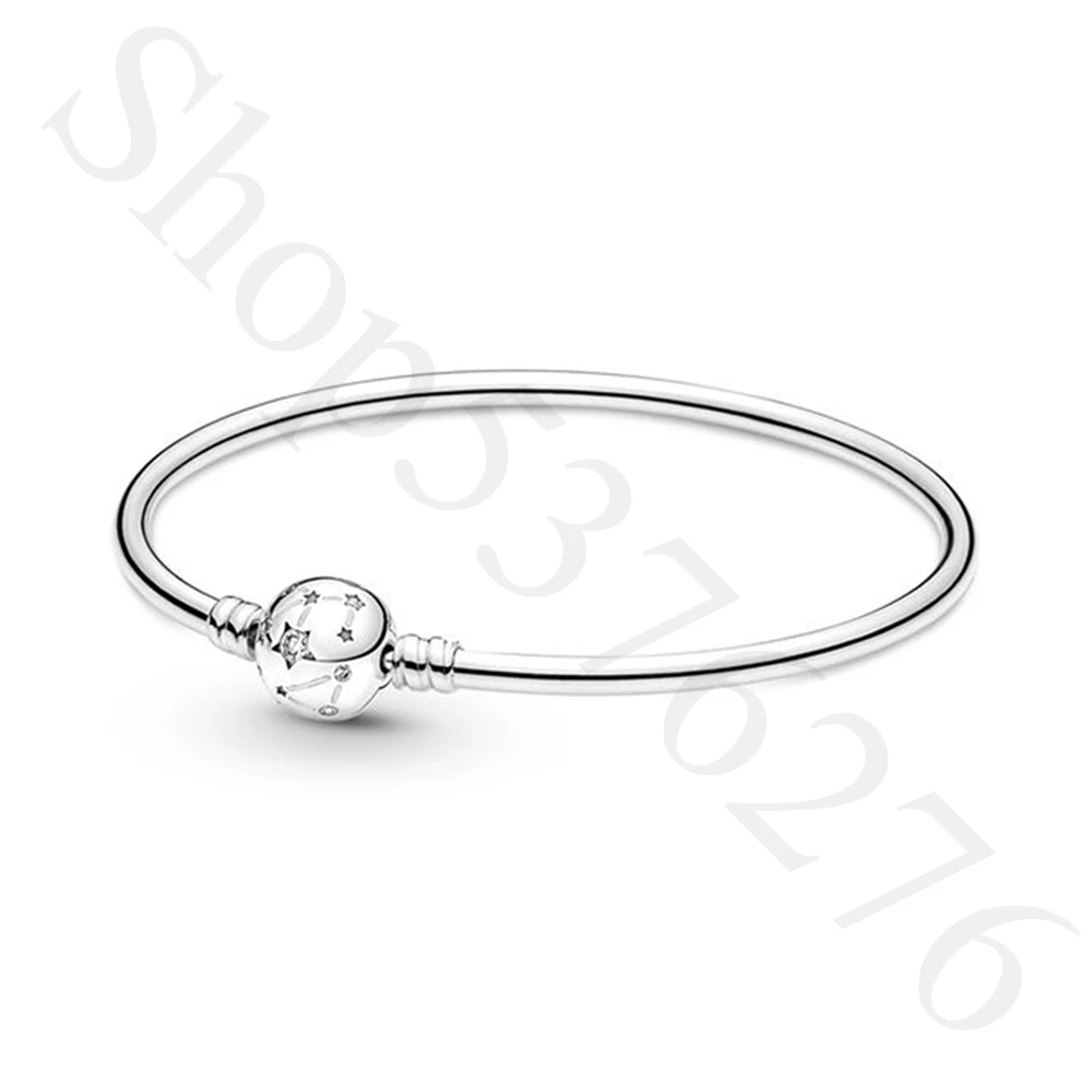 

Authentic 925 Sterling Silver Moments Stars & Galaxy Fashion Bangle Fit Women Bead Charm Gift DIY Jewelry