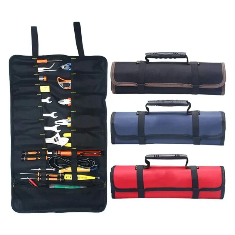 

Large Wrench Roll Up Tool Roll Pouch Bag with 22 Pockets, Waterproof Canvas Wrench Roll Organizer Bag for Craftwork Electrician