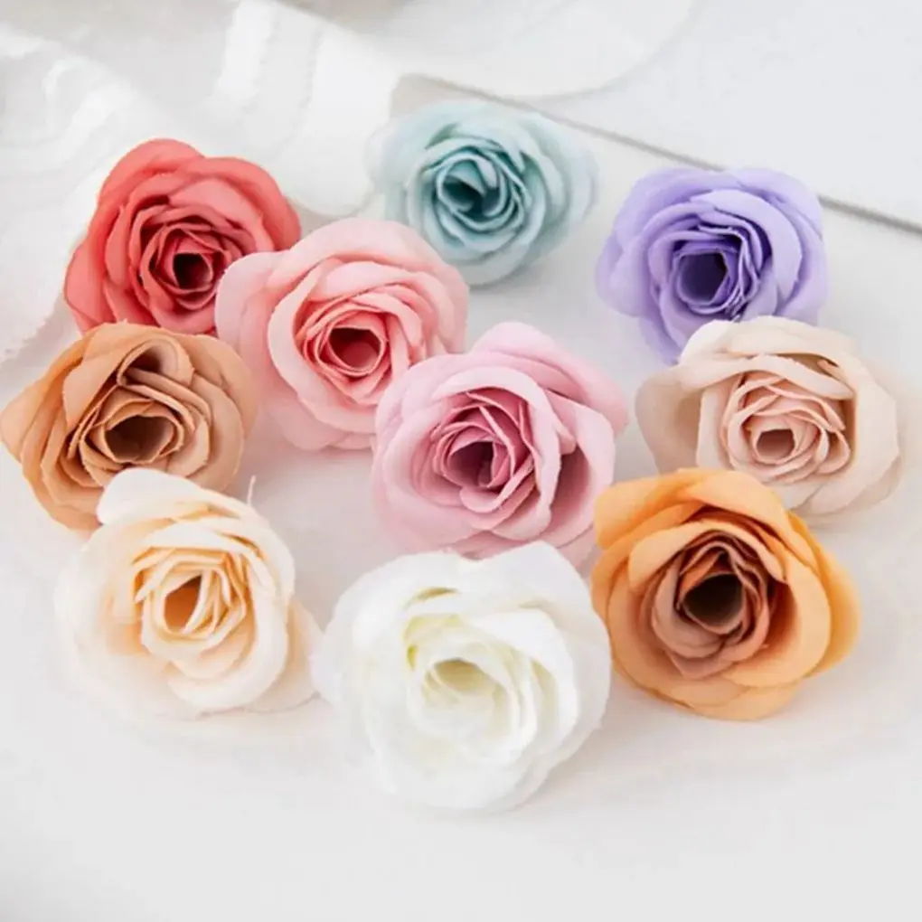 

50/100Pcs Hot sale Silk Artificial Flowers Rose Heads Christmas Garden Arches Home Vase Wedding Bouquet Decoration DIY gift box