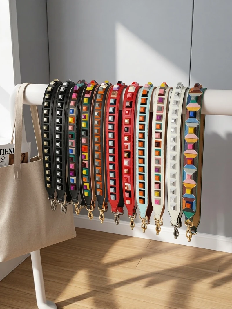 classic-popular-floral-rivet-wide-shoulder-strap-leather-bag-belt-backpack-accessory-versatile-crossbody-strap-490cm