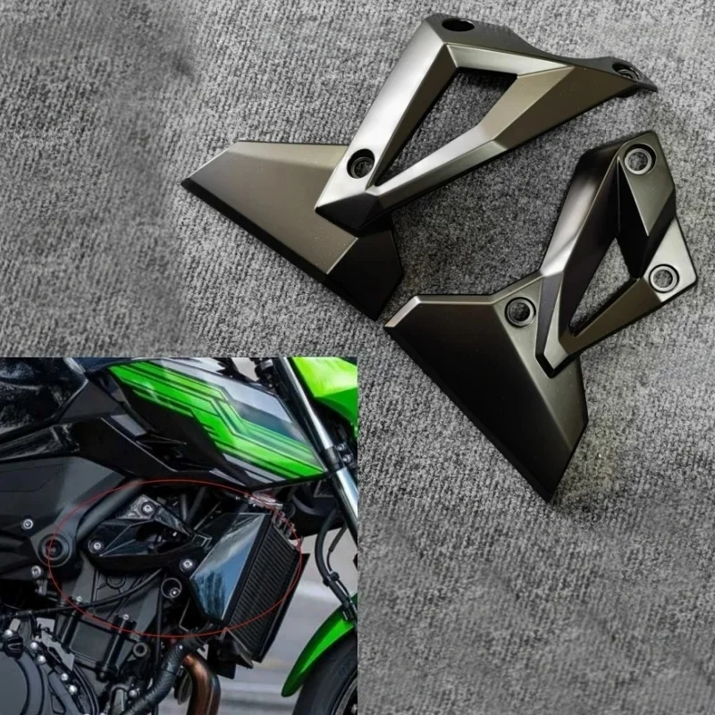 Matte Black PLASTIC Hydro Dipped Side Frame Radiator Guard Fairing Fit for KAWASAKI Z400 2018 2019 2020 2021 2022 2023 2024