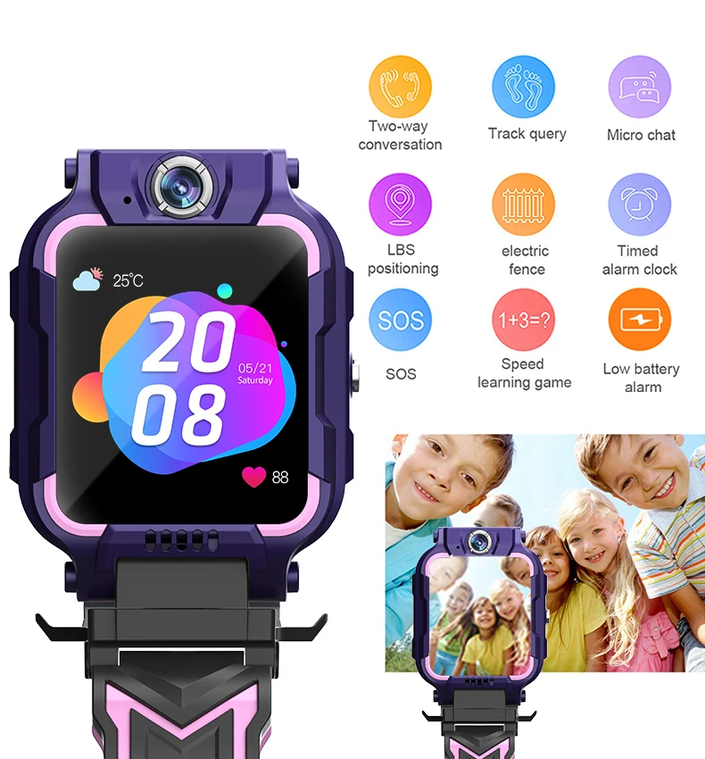 

Kids Smart Watch Sim Card SOS Phone Call Big Battery GPS Positioning IP67 Waterproof Dual Cameras Safety Zone Children's Gift 4G