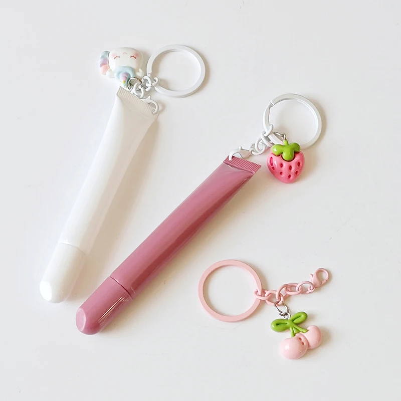 10/15 ml leere Lippenstifthülse mit Schlüsselanhänger-Anhänger, Squeeze-Unterabfüllung, nachfüllbare Flüssigkeitsbehälterflasche, Lipgloss-Probenflasche