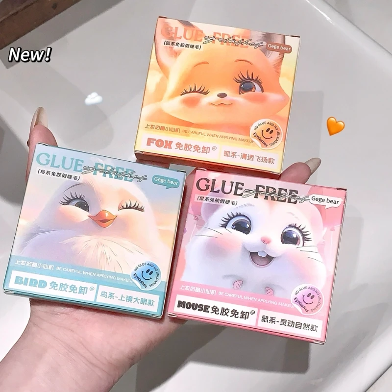 Lijmvrije zelfklevende Valse Wimpers Volumineuze Pluizige Dikke Natuurlijke Curling DIY Wimperverlenging W-vormige Lash Manga Ogen