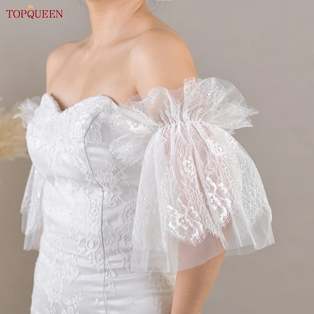 TOPQUEEN Elegant Bridal Gloves Lace Trimmed Gloves Elbow Length Wedding Accessories Ladies Beauty Show Accessories T16